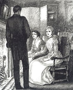 A kandalló mellett melegedő két nőt ábrázoló metszet alkotó: Mary Ellen Edwards