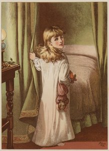 Lány lefekvésben (chromolitho) alkotó: Mary Ellen Edwards