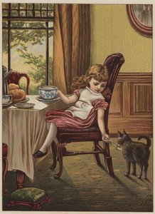 Lány fekete macskával (chromolitho)