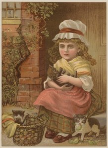 Lány cicákkal (chromolitho) alkotó: Mary Ellen Edwards