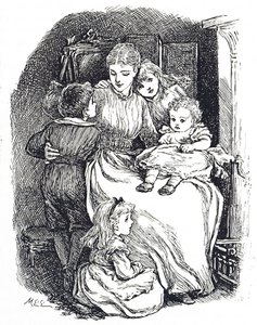 Illusztráció, amely egy anyát a gyermekeivel ábrázol alkotó: Mary Ellen Edwards