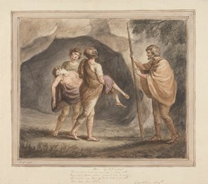 Arviragus, Imogent holtan viselő karjában, „Cymbeline”, IV. felvonás, II. jelenet