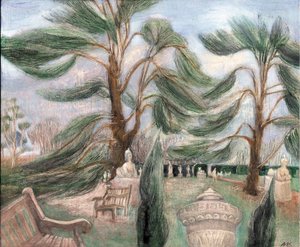 Chiswick-ház; cédrus szfinxek, 2002 (olaj, fedélzeten)