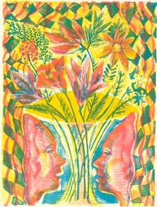 Arcok és virágok, 2015 (litográfia) alkotó: Mary Kuper