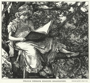 Felicia Hemans Shakespere-t olvas (metszet) alkotó: Mary L. Gow