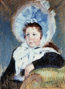 Dorothy egy nagyon nagy motorháztetőben és egy sötét kabátban, 1904 körül alkotó: Mary Cassatt