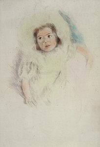 Margot motorháztetőt viselő (színes rézkarc papíron) alkotó: Mary Stevenson Cassatt