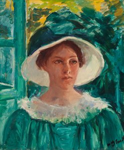 Fiatal nő zöldben, kint a napon (Fiatal nő feje), c. 1914 (olaj, vászon)