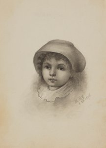 Cím nélküli Kalapos gyermek feje, 1878. alkotó: Mary Vaux Walcott