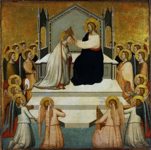 Szűzanya koronázása - Szűzanya koronázása - Maso di Banco (?-1348) - 1335-1340 - Tempera panelen - 51,2x51,7 - Szepmuveszeti Múzeum, Budapest