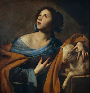 Sainte Agnes (Agnes de Rome, 290-303) - Massimo Stanzione festménye (vers 1585-vers 1658) - 1635-1640 - Olaj, vászon - 83,5x75 - Museu Nacional d