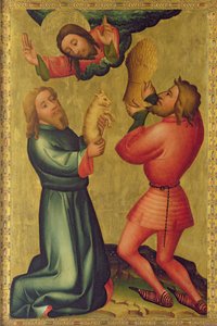 Káin és Ábel áldozatai a hamburgi Szent Péter-főoltárról, The Grabower Altar, 1383 (tempera a táblán) alkotó: Master Bertram of Minden