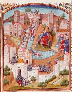 Egy erődített város hódítása Miniatűr a „Nemes férfiak és nők szerencsétlenségeinek eseteiből”” (De casibus), Giovanni Boccaccio mondta Jean Boccace (1313-1375), olasz író, Laurent de Premierfait fordításában és Dunois mestere által megvilágítva. (15