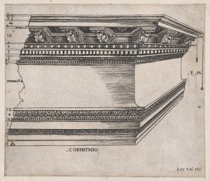 A római pompás tükre: korinthoszi entablatúra, kb. 1535., kb. 1535