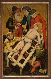 Szent Lőrinc mártíromsága, fordított Ital a szomjasoknak. alkotó: Master of Alkmaar