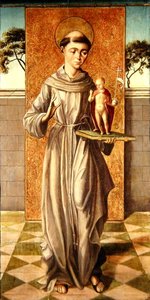 Páduai Szent Antal a Krisztus Gyermekével (olaj, tábla) alkotó: Master of Astorga