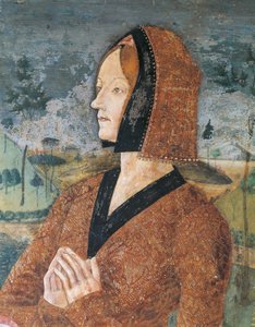 Olaszország, Piemont régió, Alessandria tartomány, Serralunga di Crea, Sacro Monte di Crea, Santa Maria Assunta szentély, Antiochiai Szent Margit kápolna Női portré