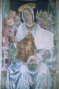 Olaszország, Piemont, Serralunga di Crea, Sacro Monte di Crea, Santa Maria Assunta-bazilika, kápolna, freskó