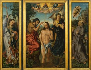 Krisztus megkeresztelkedésének triptichonja - Frankfurti mester (1460-kb. 1533) - kb. 1510 - Olaj, fa - 169x213,5 - Museu Nacional d