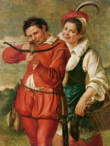 Nő és számszeríjász, 1610 körül alkotó: Master of Harlem