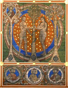 gát és Éva. Részlet a hildesheimi Szent Mihály-templom festett famennyezetéről, 1230 körül alkotó: Master of Lower Saxony