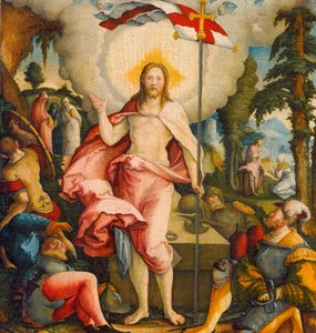 Német: Die Auferstehung Christi und Noli me tangere Krisztus feltámadása és Noli me tangere alkotó: Master of Messkirch