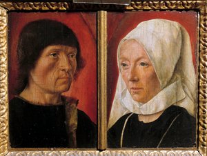 Egy férfi és a felesége portréja. Egy pár ábrázolása (kettős portré). De Saint Gilles mester festménye (1490-1510 között tevékenykedett), francia iskola alkotó: Master of Saint Giles