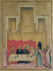 Szent Cecília és jelenetek az életéből; a bal felső panel részlete, amelyen Szent Cecília az asztalnál eszik, 1300 körüli részlet az 50346-ból