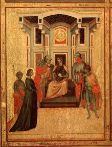 Szent Cecília és életének története Részlet: Szent Cecília veszekedik a prefektussal - oltárkép, 1290-1320