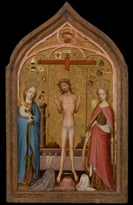 Fájdalom embere Madonnával és Alexandriai Szent Katalinnal (tempera a panelen) alkotó: Master of St. Veronica