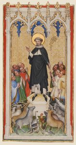 Szent Antal apát megáldja az állatokat, a szegényeket és a betegeket, 1400-10 körül (tempera és aranylevél pergamenen) alkotó: Master of St. Veronica