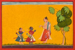 Rama és Lakshman a bölcs Vishwamitrával, egy Ramayana, ka. 1680-1690. alkotó: Master of Style II of the