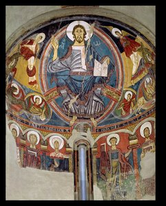 Krisztus a Felségben szeráfokkal és az evangélisták szimbólumaival körülvéve, apszisfreskó a katalóniai Taull (Tahull) San Climente-ből, 1123 körül (freskó) alkotó: Master of Tahull