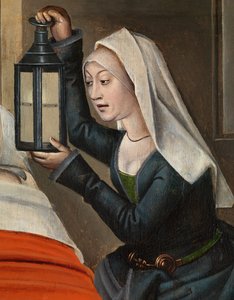 Részlet a gonosz mészárosról, a Szent Miklós-oltárról, 1486-93 körül (olaj, tábla)