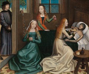 Szent Miklós jótékonysága, a Szent Miklós-oltárról, 1486-93 körül (olaj, tábla)