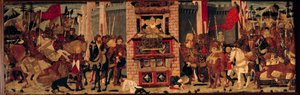 Az emeleten Didon fogadja Enee trójai nagyköveteit. Detrempe De Tournon De Sainte Croix mester fáján alkotó: Master of Tournon de Sainte Croix