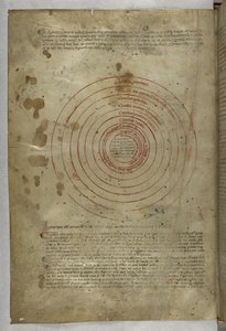 Egerton MS 943 f.2v Inferno: A pokol szféráinak kördiagramja, Dante Alghieri „Divina Commedia (The Divine Comedy)” című művéből (tinta és szín pergetőn) alkotó: Master of the Antiphonar of Padua