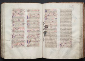 A Gotha Misekönyv: Fol. 106v, szöveg, c. 1375. alkotó: Master of the Boqueteaux