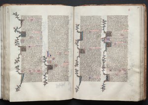 A Gotha Misekönyv: Fol. 91v, szöveg, c. 1375. alkotó: Master of the Boqueteaux