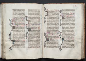 A Gotha Misekönyv: Fol. 92v, szöveg, c. 1375. alkotó: Master of the Boqueteaux