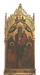 Madonna és a gyermek szentekkel (tempera a panelen) alkotó: Master of the Borgo alla Collina