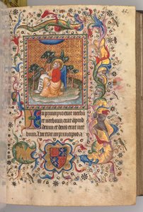 Nemes Károly navarrai király órái 1361-1425: fol.1r, Szent János evangélista, c. 1405. alkotó: Master of the Brussels Initials and Associates