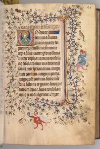 Nemes Károly navarrai király órái 1361-1425: fol. 13r, Szöveg, c. 1405. alkotó: Master of the Brussels Initials and Associates