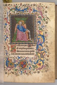 Nemes Károly navarrai király órái 1361-1425: fol. 23r, Szent Lukács, c. 1405. alkotó: Master of the Brussels Initials and Associates