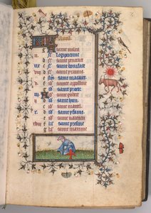 Nemes Károly navarrai király órái 1361-1425: fol. 4r, április, c. 1405. alkotó: Master of the Brussels Initials and Associates
