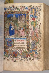 Nemes Károly navarrai király órái 1361-1425: fol. 88r, Repülés Egyiptomba Vespers, c. 1 alkotó: Master of the Brussels Initials and Associates