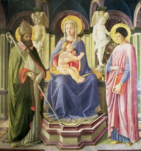 A Madonna és a gyermek az SS-szel. Kelemen és Jusztin, 1449-50