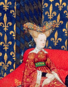 Harl 4431 fol.3 Bajor Isabeau, Franciaország királynője (1371-1435), Christine de Pisan, 1410-15 körüli verseiből (vellum) (53284 részlet)