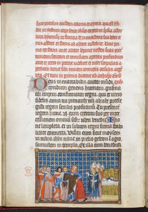 Cotton Tiberius B. VIII f.47v A király leveti a felsőruházatát, illusztráció „V. Károly francia király koronázási könyvéből”