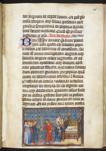 Cotton Tiberius B. VIII f.50r A király átadja a kardot Seneschalnak (Anjou hercegének), "V. Károly francia király koronázási könyvéből"